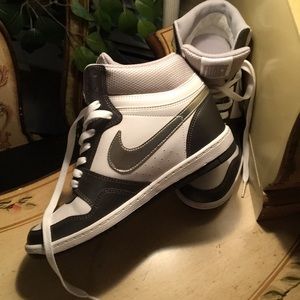 Nike Silver and White wedge sneakers